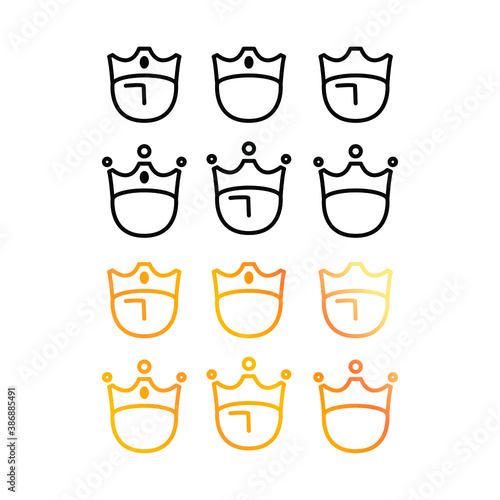 King and crown icon set