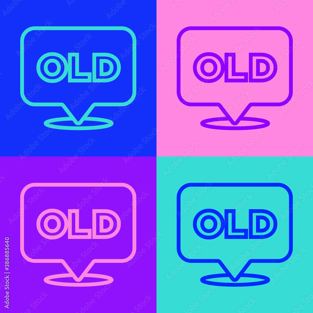 Pop art line Nursing home building icon isolated on color background. Health care for old and sick people. Center for retired people. Vector. Pop art line Nursing home building icon isolated on color background. Health care for old and sick people. Center for retired people. Vector.