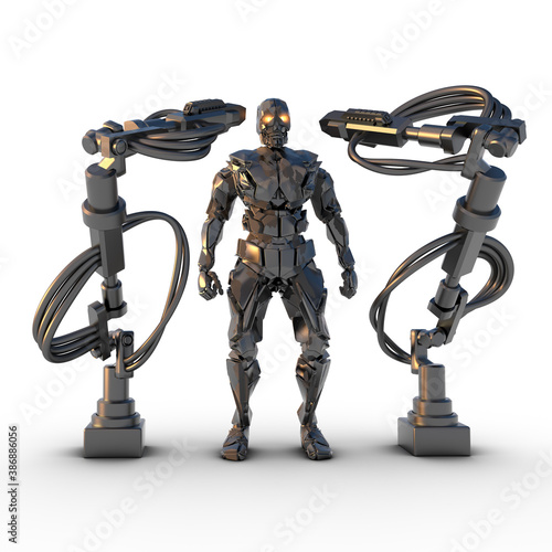 humanoider Roboter und Roboterarm