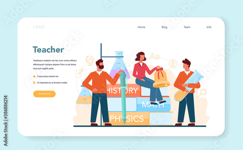 Teacher web banner or landing page. Profesor planning