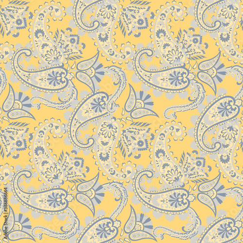 Paisley Floral oriental ethnic Pattern. Seamless Vector Ornament. Indian fabric patterns.