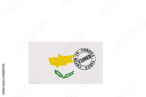 Obraz na płótnie flag with text closed by covid 19 and corona stamp w salonie