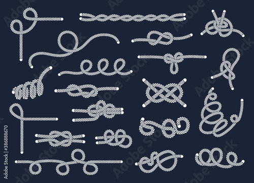 Photo Sea rope knots and loops set