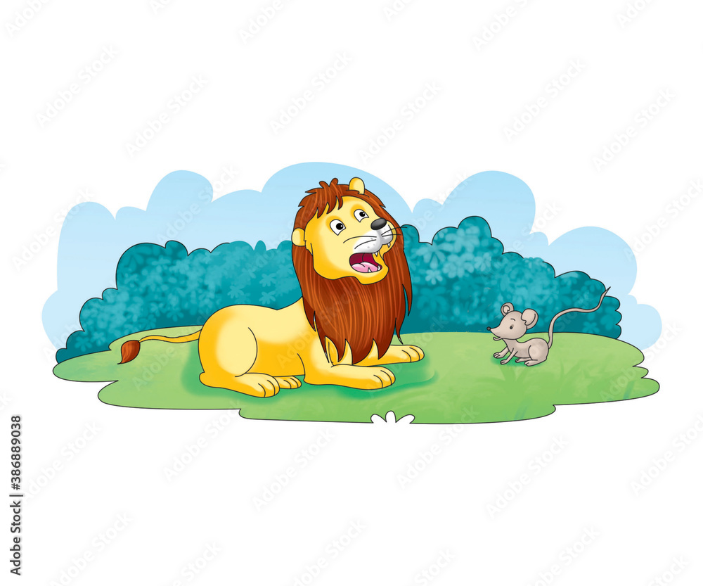 lion with rat Stock Illustration | Adobe Stock