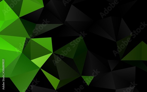 Light Green vector shining triangular background.