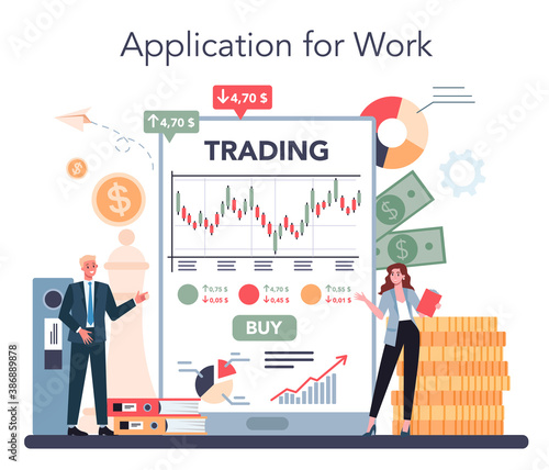 Trader online service or platform. Buy, sell or loss profits