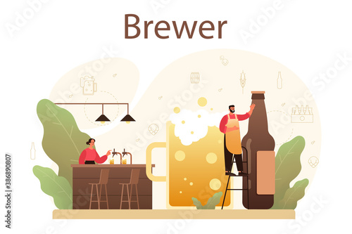 Brewery concept. Craft beer production, brewing process. draught