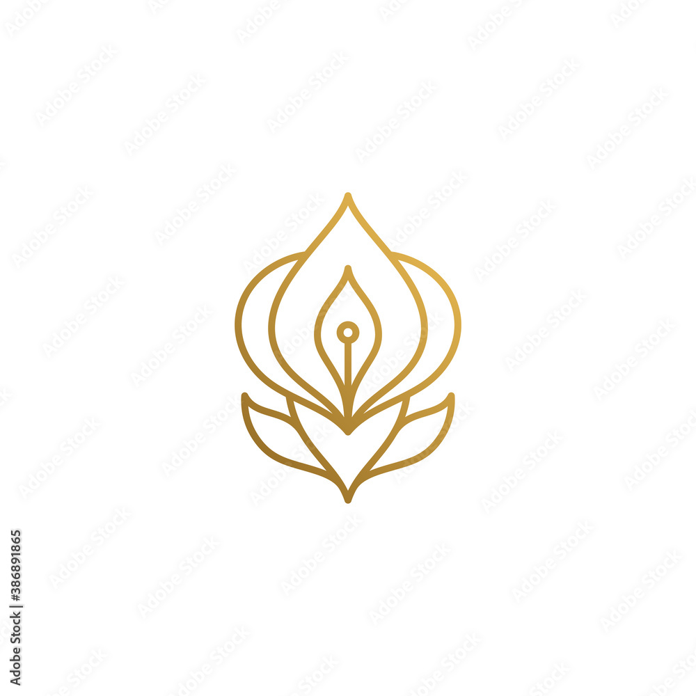 Linear icon of orchid flower hand drawn with thin lines Linear icon of orchid flower hand drawn with thin lines