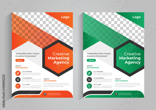 Colorful Business flyer design template with gradient in A4 size