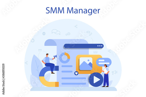 SMM social media marketing concept. Advertising of business