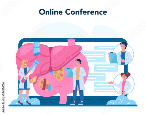 Hepatologist online service or platform. Doctor make liver