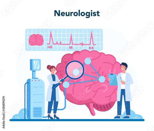 Neurologist concept. Doctor examine human brain. Idea of doctor