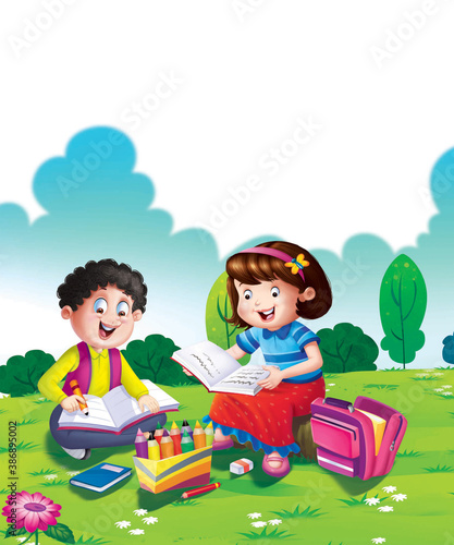 children reading book