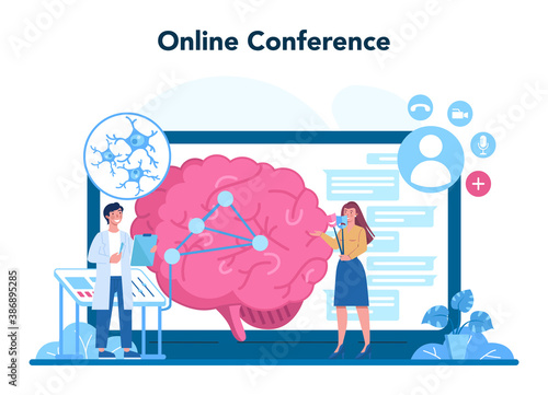 Psychiatrist online service or platform. Mental health diagnostic.