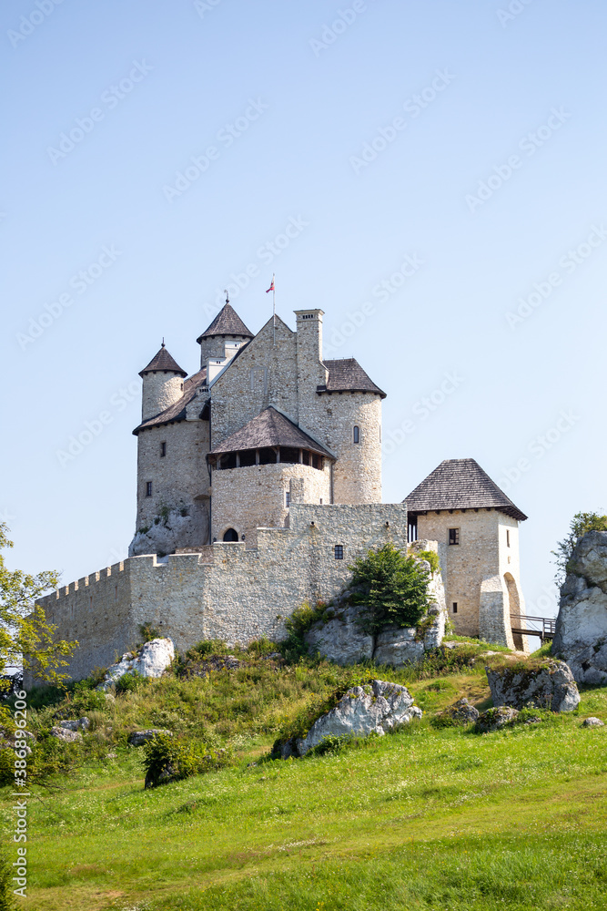 Old restored Polish castle in Bobolice