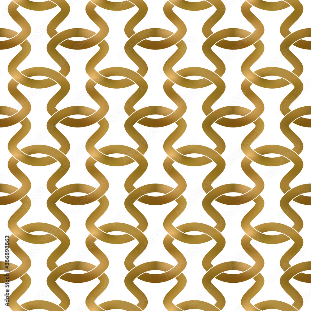 Abstract repeatable pattern background of golden twisted bands. Swatch of gold intertwined sinuous bands. Seamless pattern in modern style. Abstract repeatable pattern background of golden twisted bands. Swatch of gold intertwined sinuous bands. Seamless pattern in modern style.