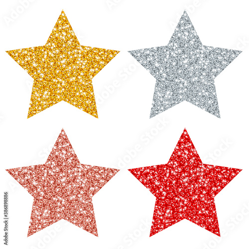 Quadrat Set Vier Gerade Sterne Gold Silber Kupfer Rot