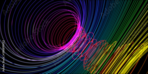 Abstract background of gradient ring-shaped lines. 3d rendering