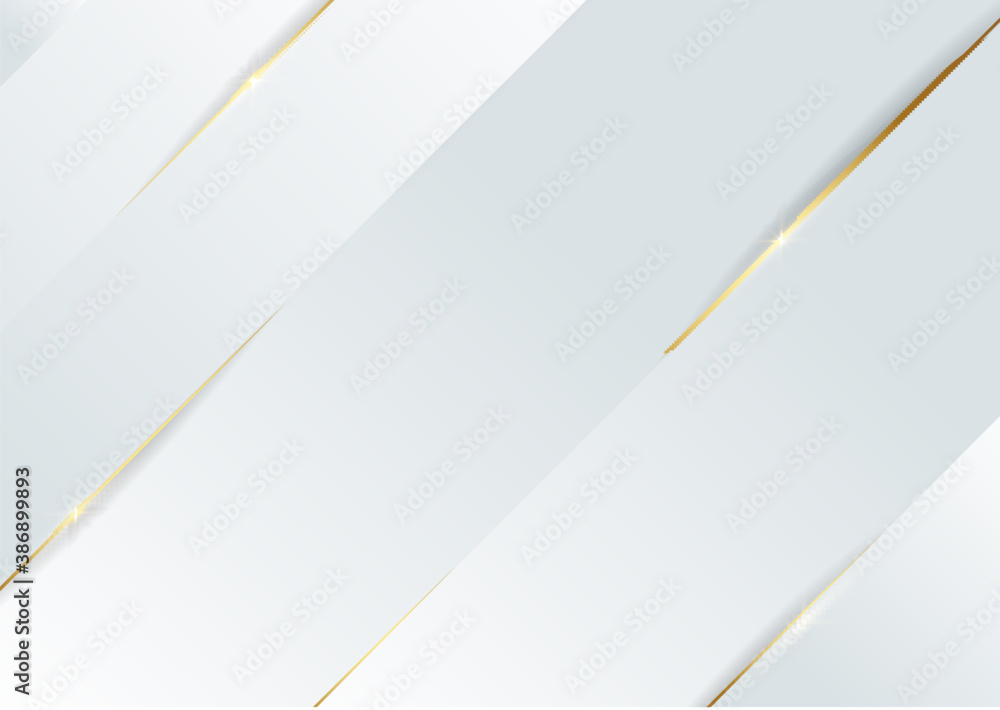 Abstract template white geometric diagonal background with golden line ...