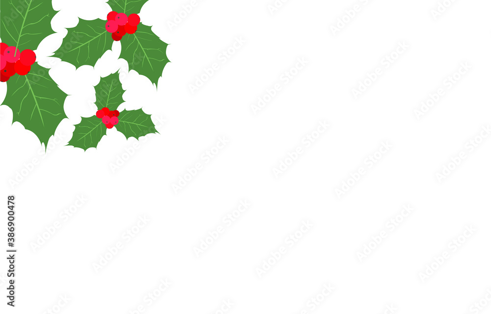vector illustration of white background with a mistletoe branch with ...