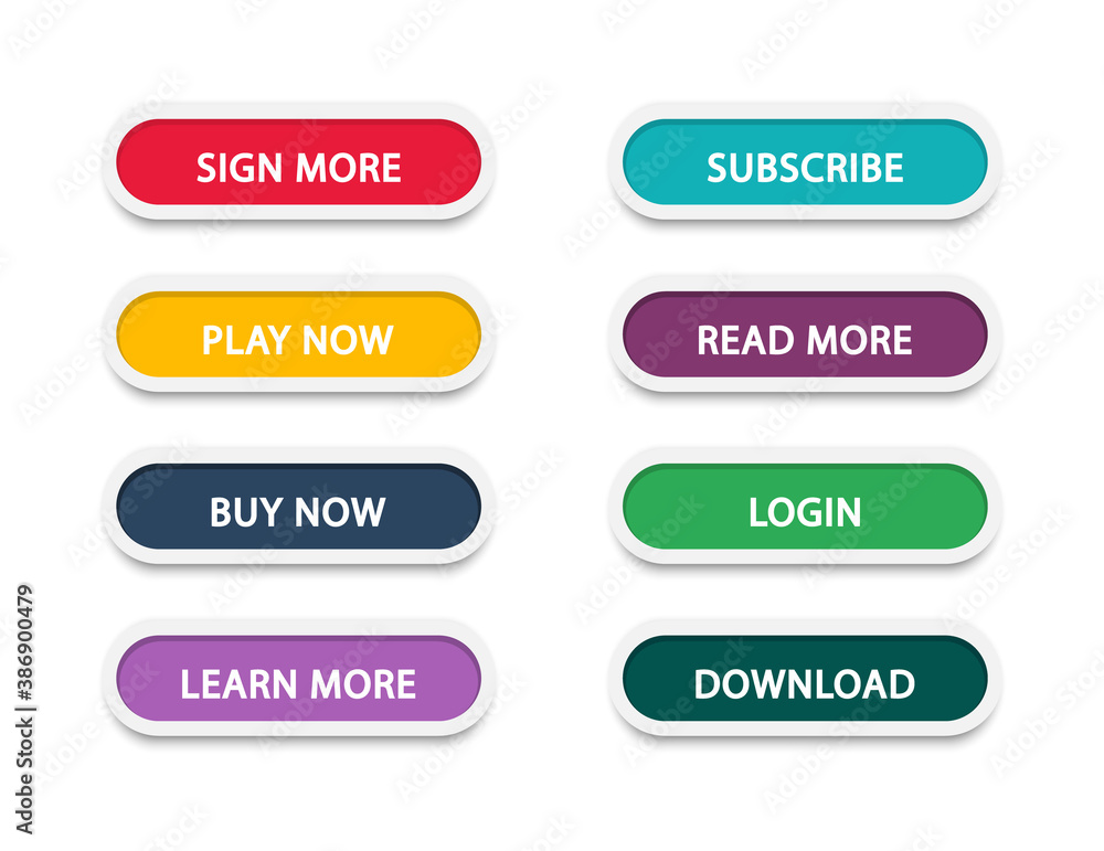 Set of different colorful buttons. Collection of modern buttons for website and user interface. Web icons. Set of different colorful buttons. Collection of modern buttons for website and user interface. Web icons.