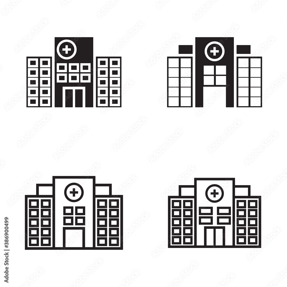 Hospital building set icon Hospital building set icon