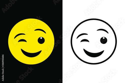 Emoticons face expression on color and line black color design concept. Very suitable in various business purposes, also for icon, symbol and many more.