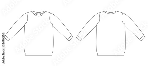 Technical drawing of children's fashion. children's sweatshirt with set-in sleeves.