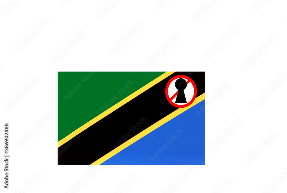 flag with covid 19 warning