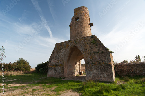 Dieci Cavalli coastal Tower, San Giovanni beach, Muravera, Cagliari district, Sardinia, Italy, Europe photo