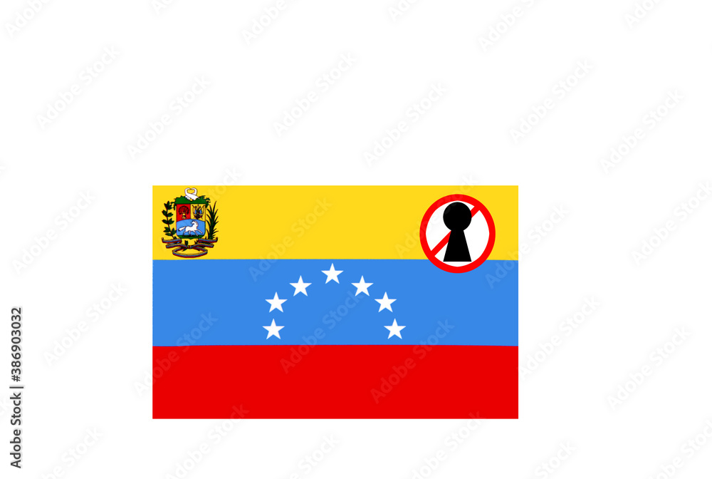flag with covid 19 warning