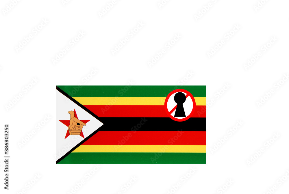 flag with covid 19 warning