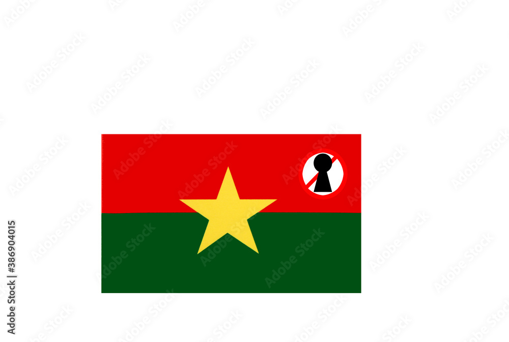 flag with covid 19 warning