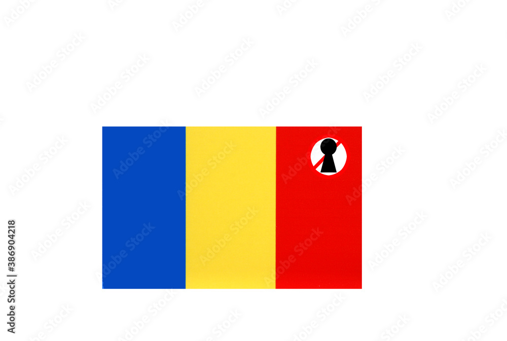 flag with covid 19 warning