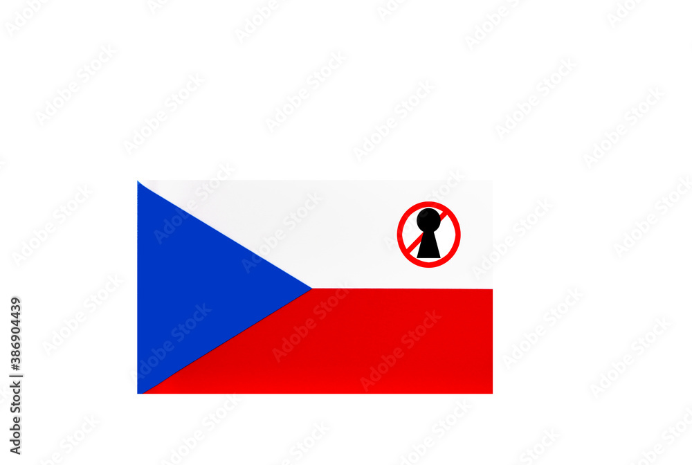 flag with covid 19 warning