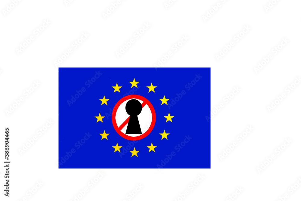 flag with covid 19 warning