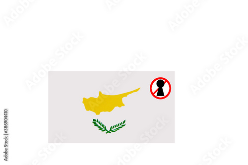 flag with covid 19 warning