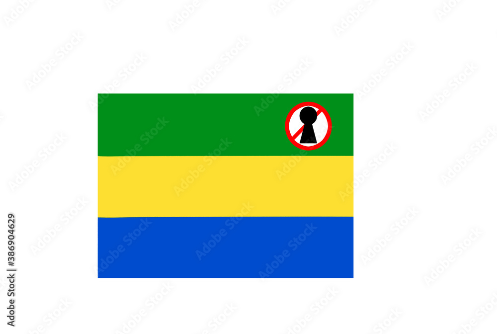 flag with covid 19 warning