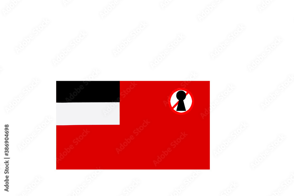 flag with covid 19 warning