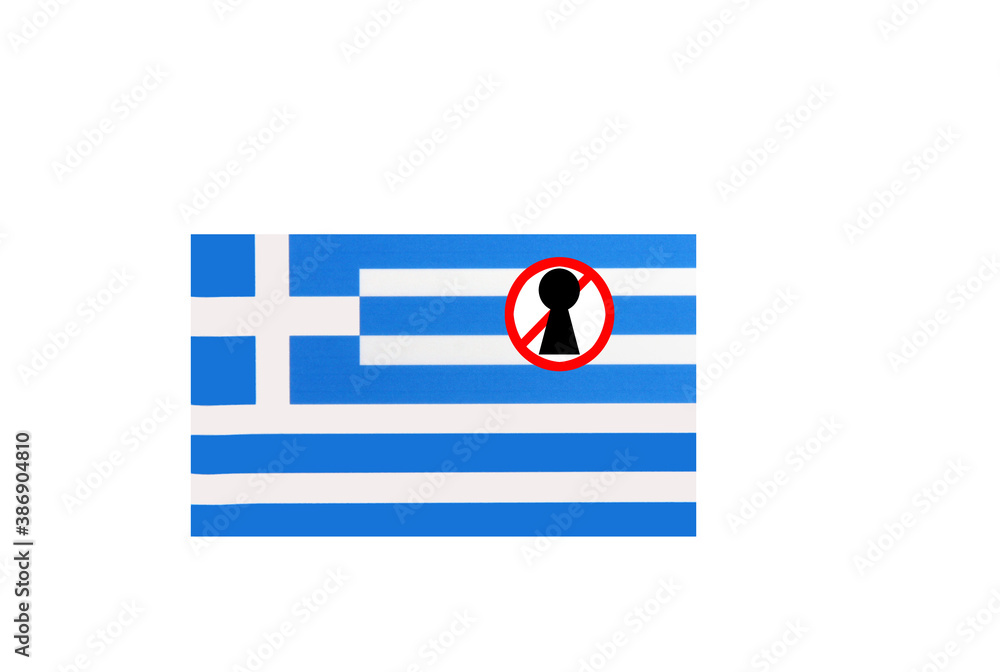 flag with covid 19 warning