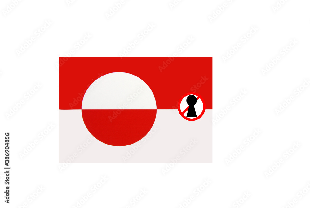 flag with covid 19 warning