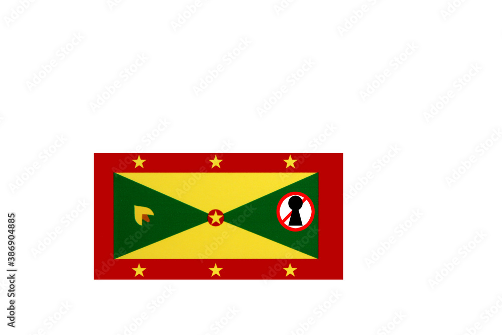 flag with covid 19 warning