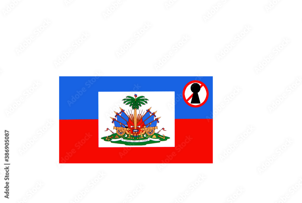 flag with covid 19 warning
