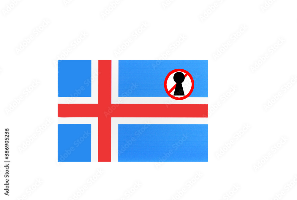 flag with covid 19 warning