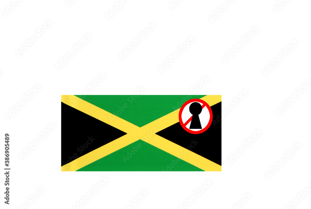 flag with covid 19 warning