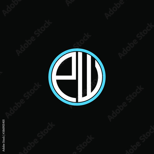 P W letter logo custom design on black color background, pw monogram