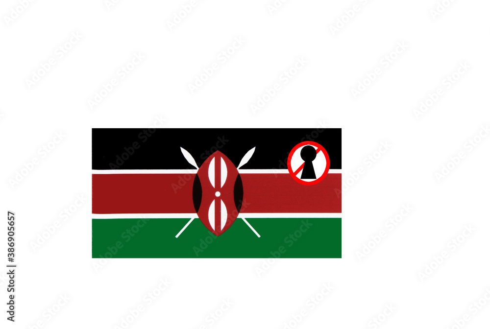 flag with covid 19 warning