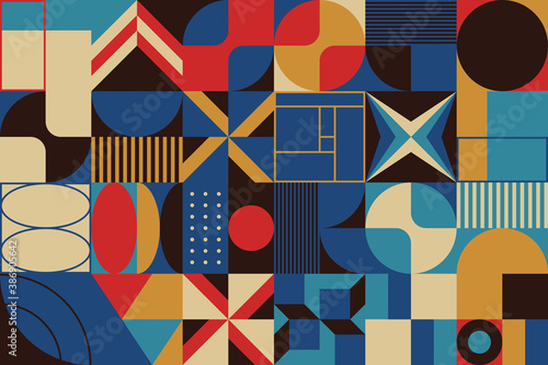 Abstract Geo Art Vector Pattern Composition With Geometric Shapes