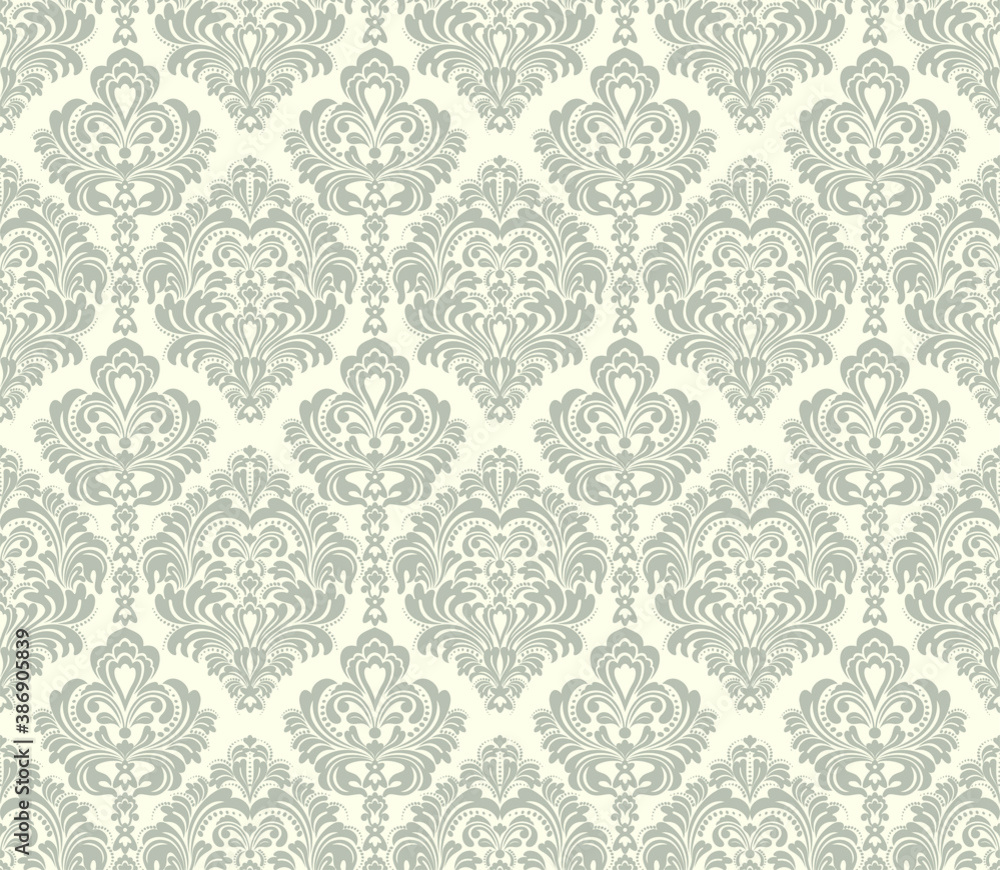 Seamless light background with brown pattern in baroque style. Vector retro illustration. Ideal for printing on fabric or paper for wallpapers, textile, wrapping. 