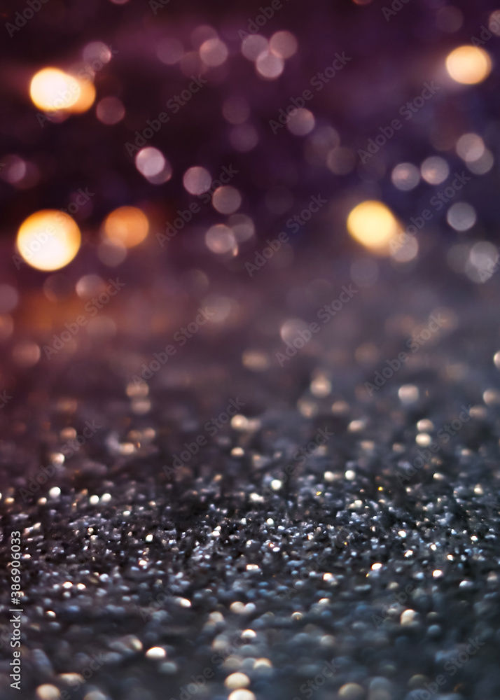 Dark blurred abstract background, bokeh. A flash of blurry lights.  Reflection of city lights on the asphalt. Dark Christmas background. Stock  Illustration | Adobe Stock
